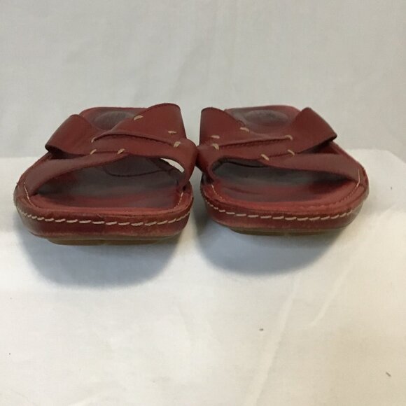Timberland Red Leather Smart Comfort Slip On Sandals Size 6.5 - Picture 3 of 9